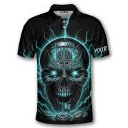 Teal Skull Mechanic Disc Basket Custom Disc Golf Shirt - Image 3