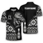 Tribe Design Native American Black Background Custom Bowling Shirts