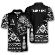 Tribe Design Native American Black Background Custom Bowling Shirts