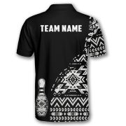 Tribe Design Native American Black Background Custom Bowling Shirts - Image 4