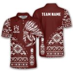 Tribe Design Native American Red Background Custom Bowling Shirt