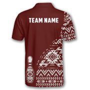 Tribe Design Native American Red Background Custom Bowling Shirt - Image 4