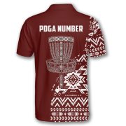 Tribe Design Native American Red Background Custom Disc Golf Shirt - Image 4