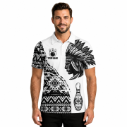 Tribe Design Native American White Background Custom Bowling Shirts - Image 2