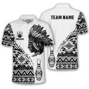 Tribe Design Native American White Background Custom Bowling Shirts