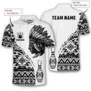 Tribe Design Native American White Background Custom Bowling Shirts - Image 5
