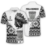 Tribe Design Native American White Background Custom Disc Golf Shirt