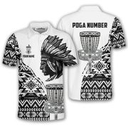 Tribe Design Native American White Background Custom Disc Golf Shirt