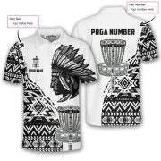 Tribe Design Native American White Background Custom Disc Golf Shirt - Image 5