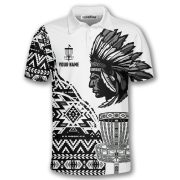 Tribe Design Native American White Background Custom Disc Golf Shirt - Image 3
