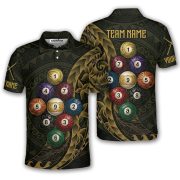 9 Ball Pool Gold Tribal Polynesian Custom Billiards Shirt