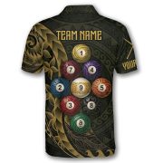 9 Ball Pool Gold Tribal Polynesian Custom Billiards Shirt - Image 4