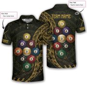 9 Ball Pool Gold Tribal Polynesian Custom Billiards Shirt - Image 5