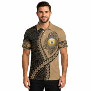 9 Ball Pool In My Heart Gold Tribal Polynesian Custom Billiards Shirt - Image 2