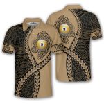 9 Ball Pool In My Heart Gold Tribal Polynesian Custom Billiards Shirt