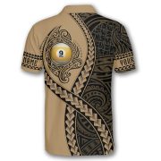 9 Ball Pool In My Heart Gold Tribal Polynesian Custom Billiards Shirt - Image 4