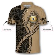 9 Ball Pool In My Heart Gold Tribal Polynesian Custom Billiards Shirt - Image 5