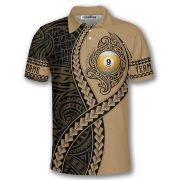 9 Ball Pool In My Heart Gold Tribal Polynesian Custom Billiards Shirt - Image 3