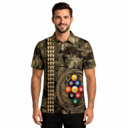 9 Ball Pool Tribal Kakau Camouflage Green Custom Billiards Shirt - Image 2