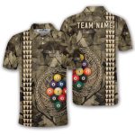 9 Ball Pool Tribal Kakau Camouflage Green Custom Billiards Shirt