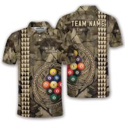 9 Ball Pool Tribal Kakau Camouflage Green Custom Billiards Shirt