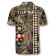 9 Ball Pool Tribal Kakau Camouflage Green Custom Billiards Shirt - Image 4