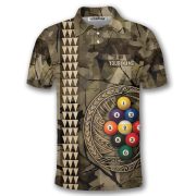 9 Ball Pool Tribal Kakau Camouflage Green Custom Billiards Shirt - Image 3