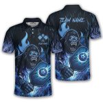 Angry Bigfoot Blue Fire Sasquatch Custom Pickleball Shirt
