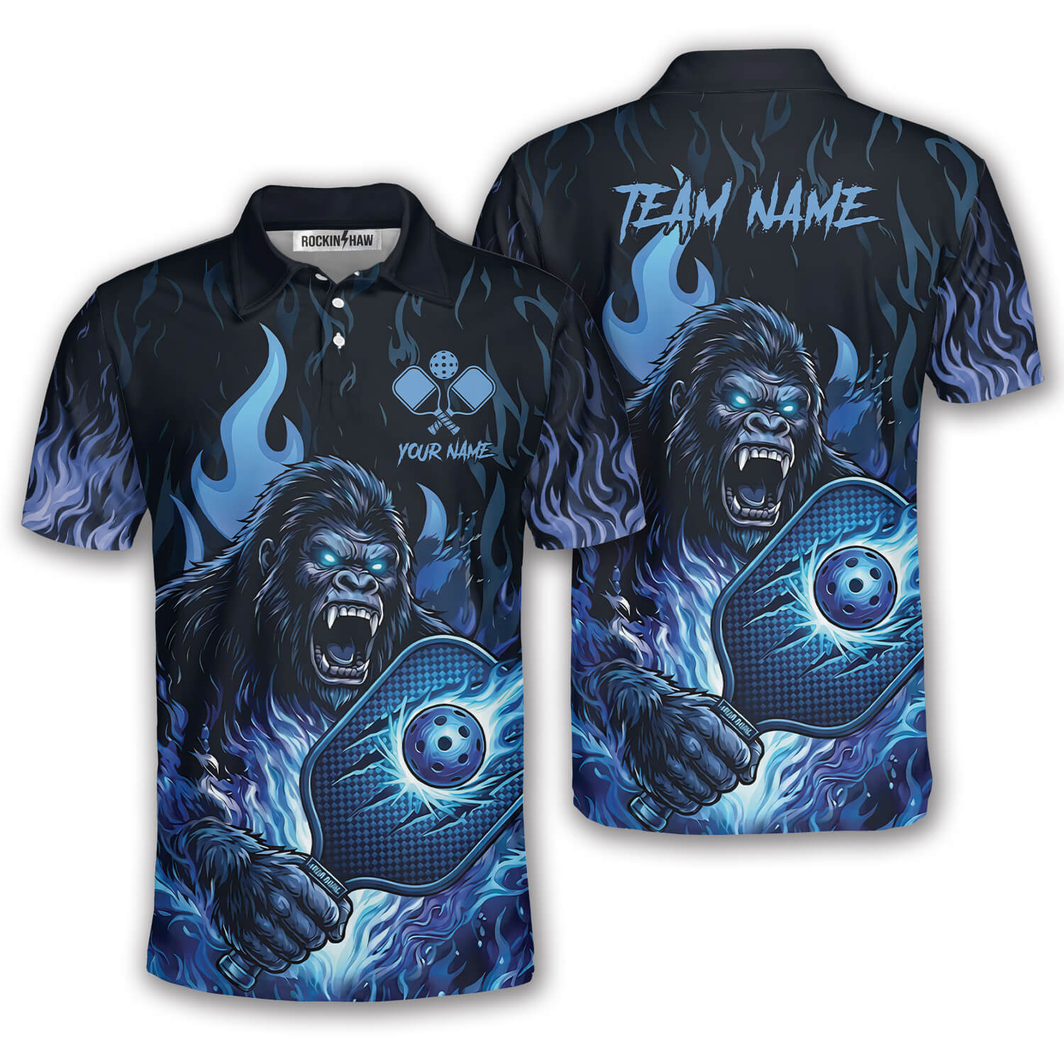 Angry Bigfoot Blue Fire Sasquatch Custom Pickleball Shirt #465PRM20260611 Mockup FB Angry Bigfoot Blue Fire Sasquatch Custom Pickleball Shirt - Image 1
