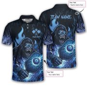 Angry Bigfoot Blue Fire Sasquatch Custom Pickleball Shirt - Image 5