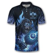 Angry Bigfoot Blue Fire Sasquatch Custom Pickleball Shirt - Image 3