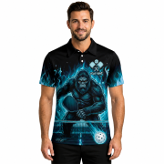 Bigfoot Ghostly Blue Fire Flame Sasquatch Custom Pickleball Shirt - Image 2