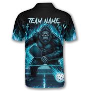 Bigfoot Ghostly Blue Fire Flame Sasquatch Custom Pickleball Shirt - Image 4