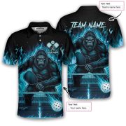Bigfoot Ghostly Blue Fire Flame Sasquatch Custom Pickleball Shirt - Image 5