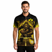 Bigfoot Ghostly Yellow Fire Flame Sasquatch Custom Pickleball Shirt - Image 2