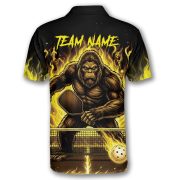 Bigfoot Ghostly Yellow Fire Flame Sasquatch Custom Pickleball Shirt - Image 4