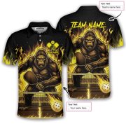 Bigfoot Ghostly Yellow Fire Flame Sasquatch Custom Pickleball Shirt - Image 5