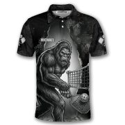 Bigfoot Playing Pickleball Gothic Art Sasquatch Custom Pickleball Shirt - Image 3
