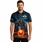 Bigfoot Skulls Blue Fire Flame Sasquatch Custom Pickleball Shirt - Image 2