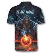 Bigfoot Skulls Blue Fire Flame Sasquatch Custom Pickleball Shirt - Image 4