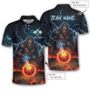 Bigfoot Skulls Blue Fire Flame Sasquatch Custom Pickleball Shirt - Image 5
