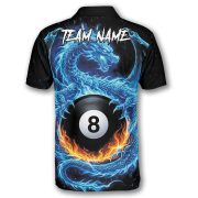 Blue Fire Dragon Holding 8 Ball Billiards Custom Pool Shirt - Image 4