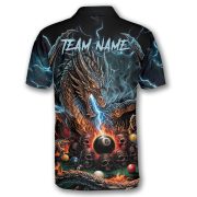 Dragon Blue Fire Skull 8 Ball Billiard Custom Pool Shirt - Image 3