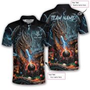 Dragon Blue Fire Skull 8 Ball Billiard Custom Pool Shirt - Image 5