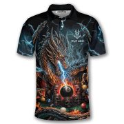 Dragon Blue Fire Skull 8 Ball Billiard Custom Pool Shirt - Image 4