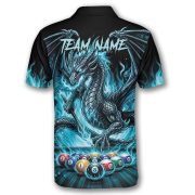 Dragon Playing 8 Ball Billiards Ghostly Blue Fire Custom Pool Shirt - Image 4