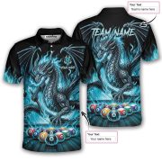 Dragon Playing 8 Ball Billiards Ghostly Blue Fire Custom Pool Shirt - Image 5