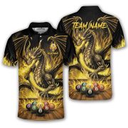 Dragon Playing 9 Ball Billiards Ghostly Yellow Fire Custom Pool