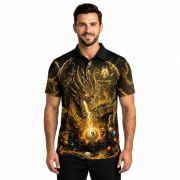 Dragon Yellow Fire Skull 9 Ball Billiard Custom Pool Shirt - Image 2
