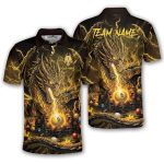 Dragon Yellow Fire Skull 9 Ball Billiard Custom Pool Shirt